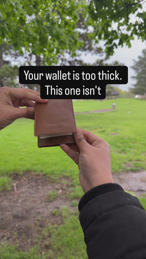 Money Clip Leather Wallet Tan